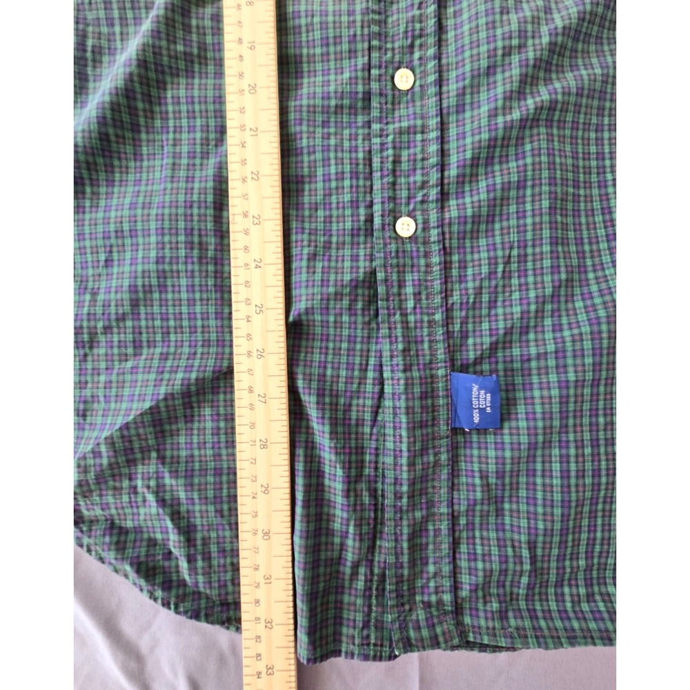 Vintage Polo Ralph Lauren Green Checker Plaid Button Up Shirt M Sz L Y2K Preppy - Picture 15 of 16